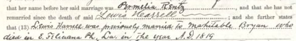 Figure 2. Portion of Permilla Rentz Harrell's War of 1812 Widow's Pension Application.