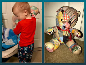 Photo of small boy and his special teddy bear.